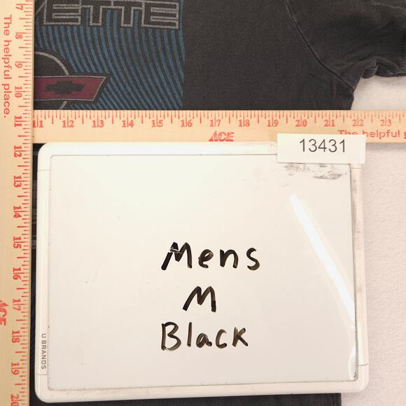 Corvette Casual Long Sleeve Crew Neck T-Shirt Adult Mens Size Medium M Black - Picture 7 of 9